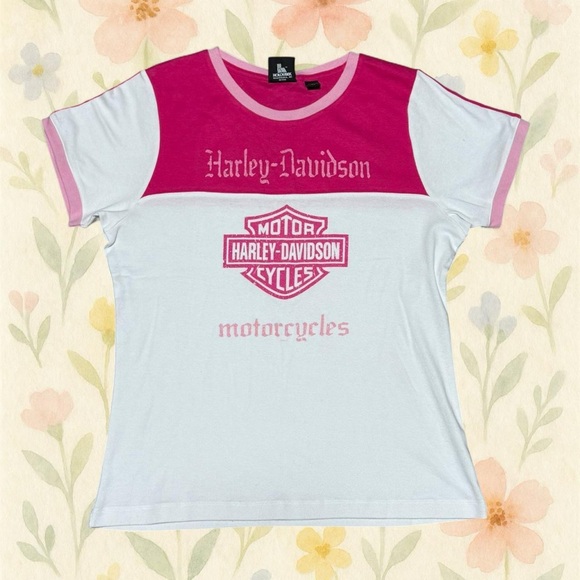 Vintage 2005 Harley Davidson Pink White Tee Shirt Women 2X Biker Y2K Kentucky - Picture 2 of 7